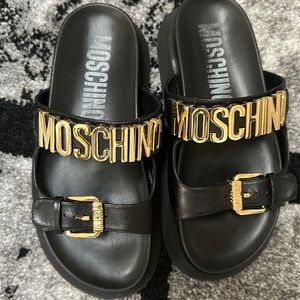 Authentic Black leather real Soft MOSCHINO MULES